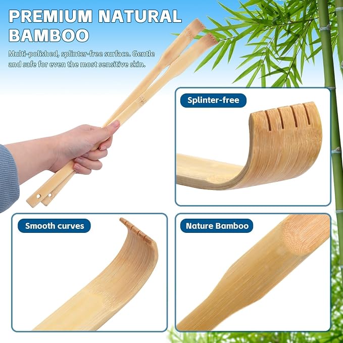 24 Pcs 16.5 Inch Natural Bamboo Back Scratchers for Adults | Multi-piece bulk pack suitable as thoughtful gifts targeting seniors, home, office, and travel use