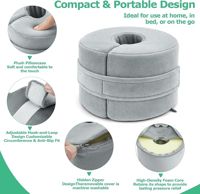 Foot Elevation Pillow, Ankle Pillow for Sleeping with High-Density Foam, Leg Support Pillow to Elevate Feet for Easy Use at Home, Space-Saving Design and Travel-Friendly, Washable Cover, Small 1PC