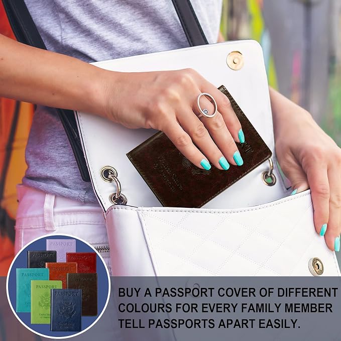 TIGARI Passport Holder for Travel Women Men, Valentines Day Gifts PU Leather Wallet Cover Case Sleeve, Waterproof Protected Document Organizer, Vacation Plane Cruise Travel Essentials
