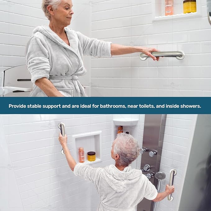 Highcraft Grab Bar for Bathtubs and Showers, Shower Grab Bars for Seniors and Elderly, Safety Bar for Bathroom 48" x 1.5" ADA Compliant Grab Bar, Heavy Duty Stainless Steel Shower Handle Wall Mount