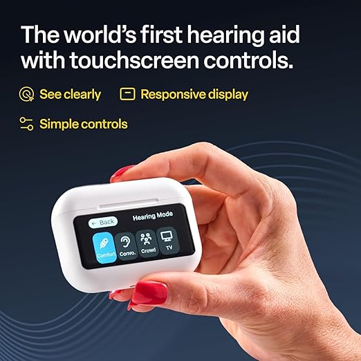 Audien Atom X Hearing Aid Device for Seniors & Adults with Hearing Loss - OTC Bluetooth Hearing Aids w/Charging Case, 48+ Hour Battery Life - Easy Touchscreen Control, Comfortable & Discreet Design