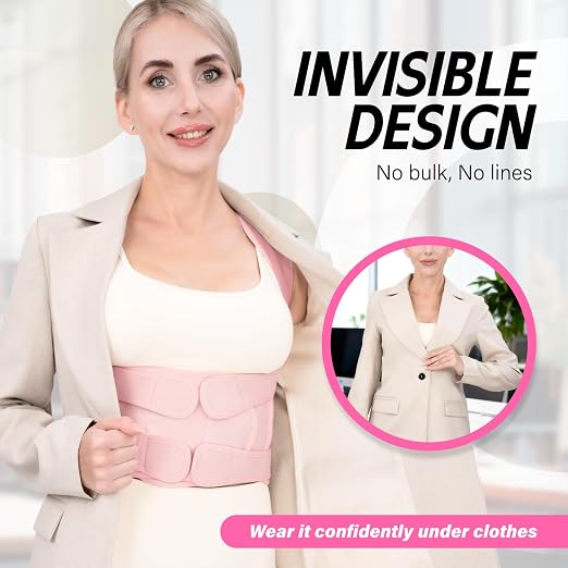 Back Brace Posture Corrector for Women & Men, Adjustable Full Back Support, Shoulder Straightener for Upper & Lower Back Pain Relief-Scoliosis, Hunchback, Waist Trainer (Medium, Pink)