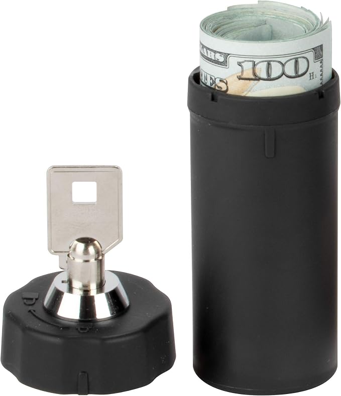 EZY DOSE Pill Box and Medicine, Vitamin Container, Safe for Money & Travel Items, Perfect for On-The-Go, Durable Canister, 2 Keys with Lock, Large, Black, BPA Free | Secure Storage Protects Contents with Dual Key Lock System, Durable Build Ideal For Pe...