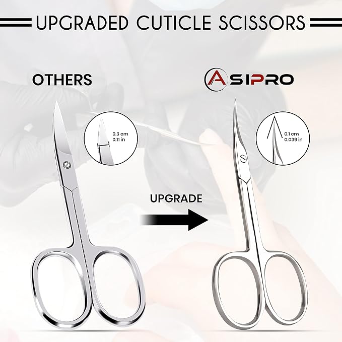 Cuticle Scissors Extra Fine Curved with Case Manicure Scissors for Women & Men Gifts Tijeras para Cuticula Profesional Nail Scissors Stainless Steel Sharp Cuticle Scissors for Nails