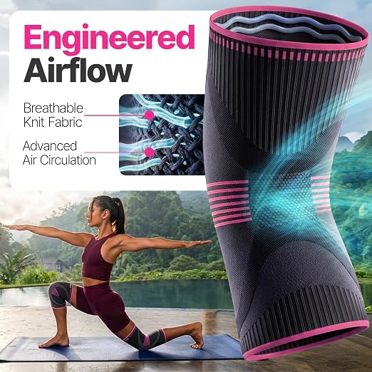 DR. BRACE Elite Compression Knee Brace for Women & Men, (2-Pack) Knee Support Compression Sleeve, Workout Sports Knee Braces for Meniscus Tear, ACL & Arthritis Pain Relief - Check Size Guide Video (Orion, Medium)