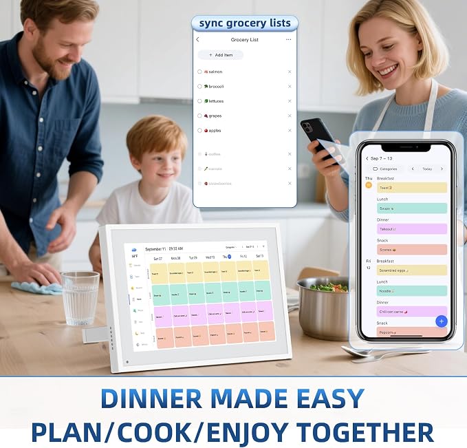 10.1" Digital Calendar, Full HD Smart Display for Family Organizer | Touchscreen Chore Chart, Wall/Desk Mount, Meal & To-Do Lists, Photo Frame, Ideal Gift for Mom & Women