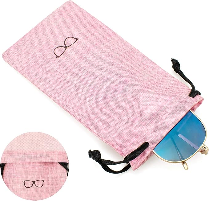 Vemiss Hard Shell Sunglasses Case, Large Linen Fabric Protective Glasses Case for Men Women