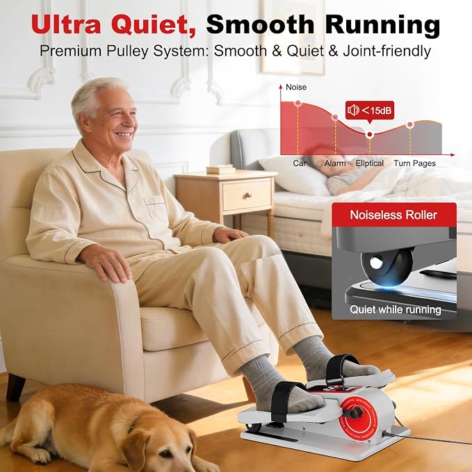 TDH Under Desk Elliptical Machine,Electric Leg Exerciser as Seen on Tv for Senior Adult,Portable Quiet Pedal Exerciser While Sitting with 12 Adjustable Speed Auto&HR Mode for Home Office