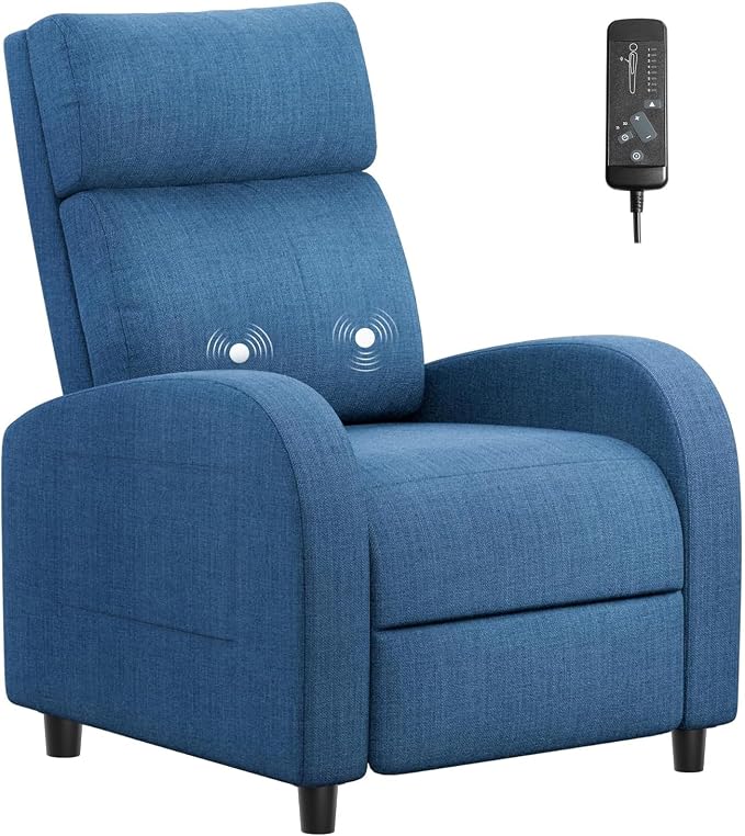 Homall Recliner Chair, Recliner Sofa Fabric for Adults Dark Blue Recliners | Massage Home Theater Seating with Lumbar Support, Reclining Sofa Chair for Living Room