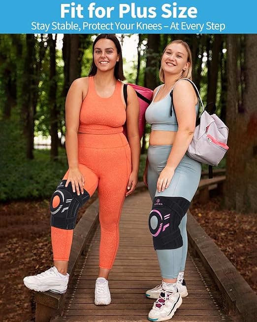 ABYON Knee Brace for Women – Adjustable Knee Support for Meniscus Tear, ACL, MCL & Arthritis – Neoprene Patella Stability Wrap with Dual Side Spring Stabilizers & Patella Gel Padfor Pain Relief & Injury Recovery – See How to Size Video Before Ordering