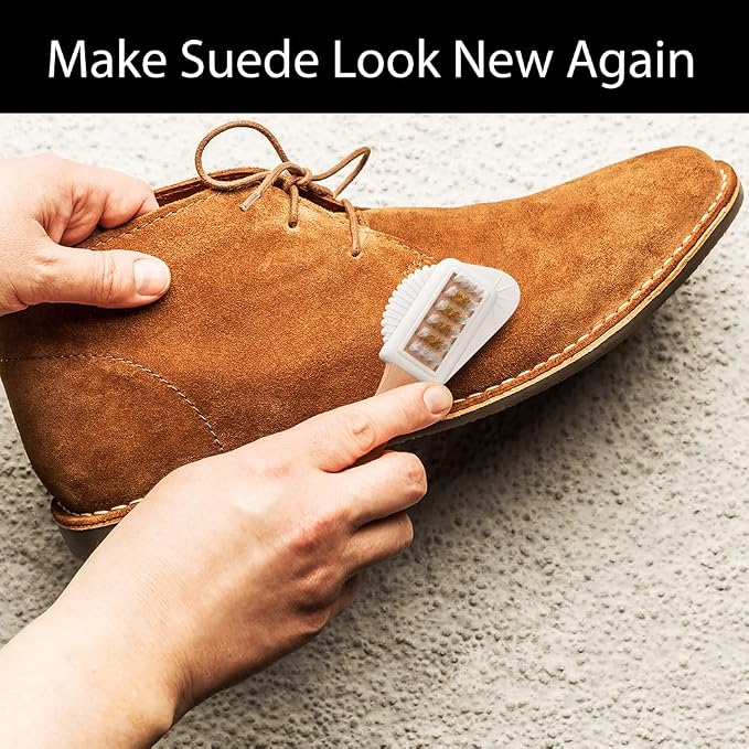 Suede Brush with Top Eraser – Suede & Nubuck Cleaner for Shoes | Suede Eraser Rubs Out Dry Stains & Scuffs - Brush Restores the Nap — The 2-Step Suede Shoe Cleaner for Boots, Purses, Jackets
