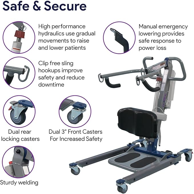 ProHeal Sit to Stand Lift - Full Body Patient Transfer Lifter for Home Use and Facilities - 500 Pound Weight Capacity, 4 Sling Hooks