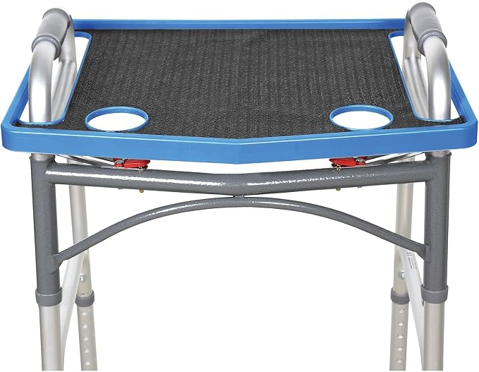 Support Plus Walker Tray Table - Mobility Table Tray for Walker, Non Slip Walker Tray Mat, Walker Accessories Mat, Cup Holder for Walker (21"x16") - Royal Blue