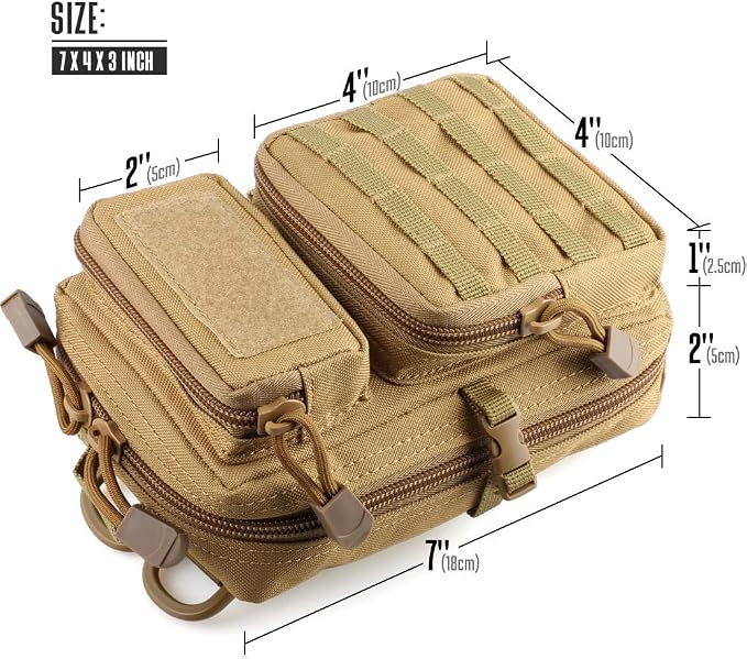 LIVANS Tactical Molle Utility Pouch, EDC Tool Pouch Tactical Phone Pouches Mini Waist Pouches Medical EDC IFAK Pack Mini Design of 3-Day Backpack