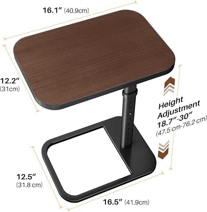 Adjustable Height TV Tray Table for Couch, Flip-Top Design | 19"-30" Height Range, 9-Position Lock System, Rounded Corners, Laptop Table, Snack Table, For Living Room & Bedroom