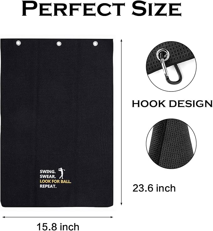 Golf Accessories Towel Gifts for Men | Funny Towels for Golf Bags with Clip | Embroidered Golf Towels | Retirement Gift for Grandpa Dad Brother Husband Boss | Presents for Valentines Day Fathers Day