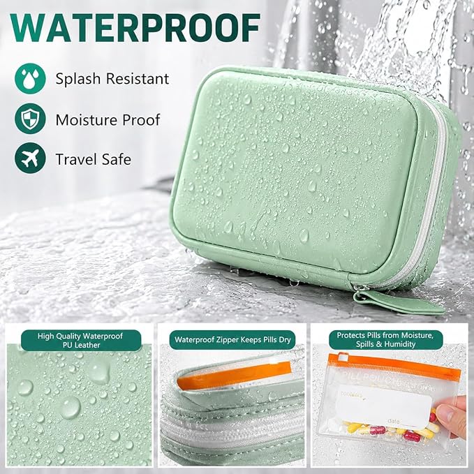 2026 Upgraded A8 Waterproof Pill Pouch Set, 14 Color-Coded Zippered Pouches, 2-Week Travel Medicine Organizer for Vitamins, Supplements, Prescriptions, Jewelry & Small Essentials