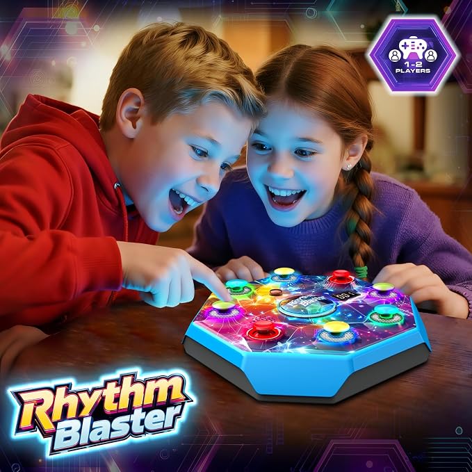 Electronic Reflex Game for Solo & 2 Players | Light-Up Memory & Reaction Toy with 4 Game Modes, Tabletop Family Game Gift for Kids 6 7 8 9 10 11 Year Old Boys & Girls