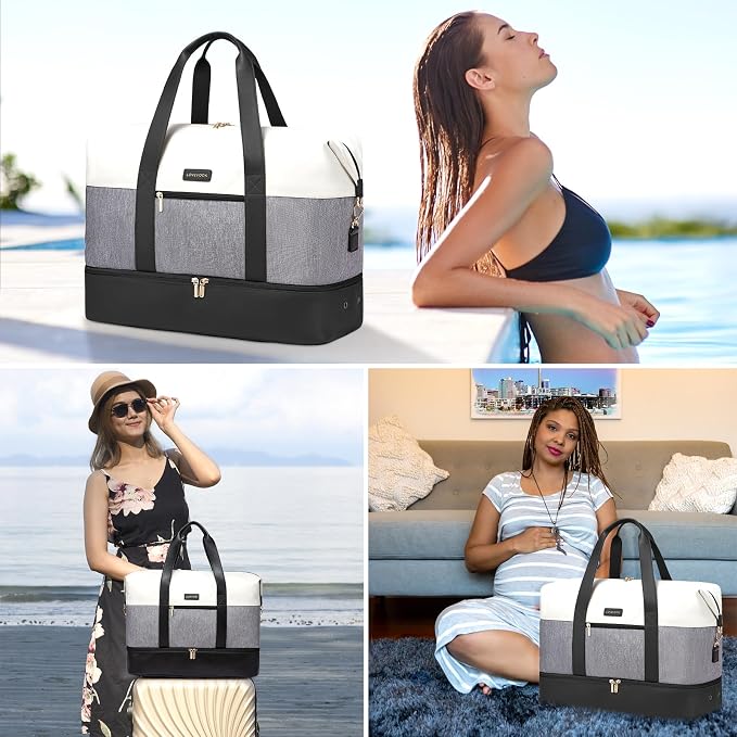 LOVEVOOK Weekender Bag for Women, Large Duffle Bag for Travel with 2 Packing Cubes, Carry on Overnight Bag with Shoe Compartment, Mom Hospital Bags for Labor and Delivery