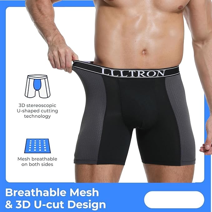 Incontinence Underwear for Men Washable Soft Breathable Leak Proof Boxer Briefs Mens Incontinence Underwear with 100-120ml Absorbency for Mild Bladder Leakage 4 Pack