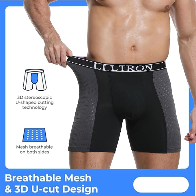 Men's Incontinence Underwear, Leak Proof Boxer Briefs Washable Reusable Incontinence Briefs for Daily Bladder Leakage 3 Pack (2Black+1Blue)