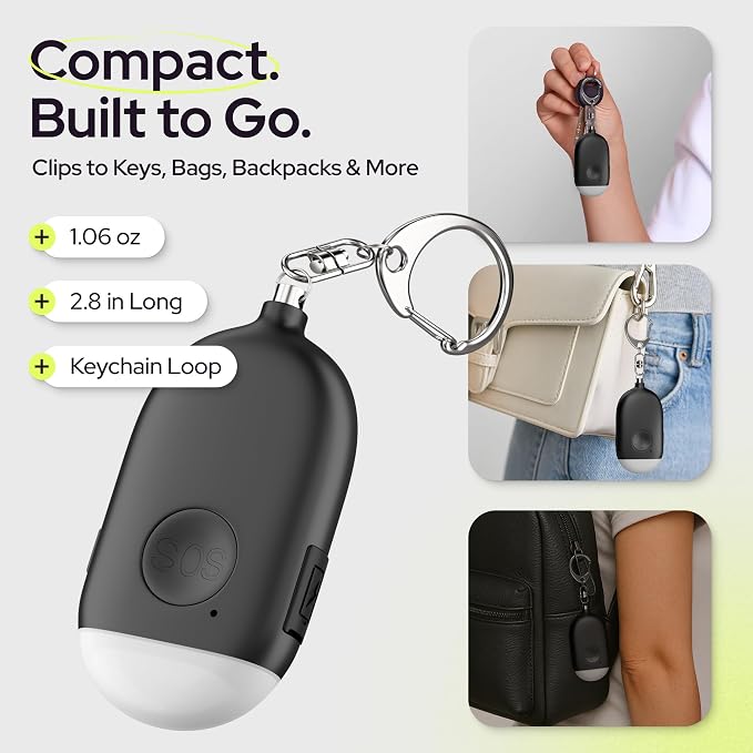 Weten Rechargeable Personal Alarm Keychain - 130dB Siren & LED Light - 2 Pack Personal Safety Alert for Women to Carry - Panic Button Alarm for Security - Rape Whistle for Self Defense (Black&Blue)