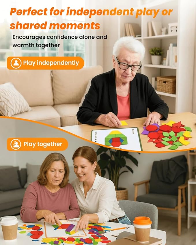 Dementia Activities for Seniors, Wooden Puzzle Matching Game for Elderly Adults, Memory Games for Seniors with Dementia, Alzheimers Products, Colorful Visual Cognitive Therapy Gift
