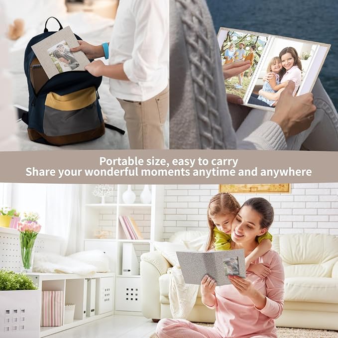vivinin 2 Pack Photo Album 4x6, Linen Cover Photo Book, Small Photo Album Book for 36 Pockets Hold 72 Pictures, Picture Book for Photos Family Anniversaries Baby Vacations (beige)