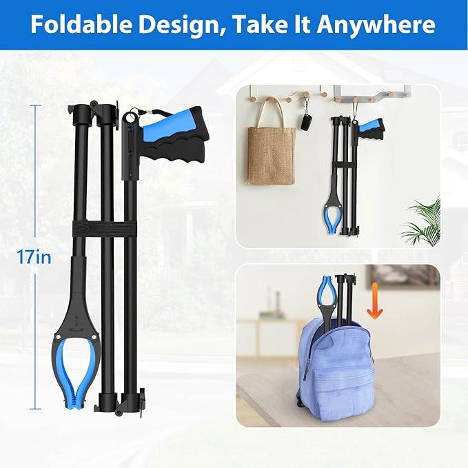 52 Inch Extra Long Grabber Reacher Tool, 2 Pack for Seniors | Long reach grabber tool for seniors 6'0"+, wheelchair. Aluminum, reaches 52 in. Two-hand use. Reacher grabber pickup tool
