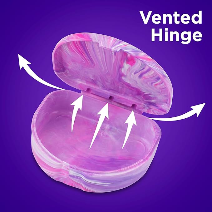 Practicon Marble Retainer Cases, Orthodontic Aligner Case, Mouth Guard Holder (3 Pack) (Pink Purple)