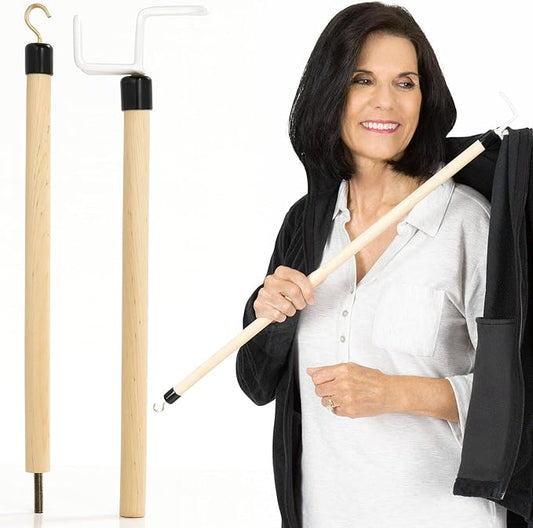 Vive Dressing Stick for Elderly (27”) - with Zipper Puller & Sock Remover Tool - Aid for Pants - Accessories for Daily Living, Assistant Device No Bending for Seniors - After Shoulder Surgery Helper