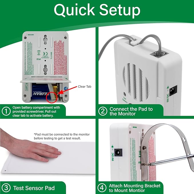 Smart Caregiver Bed Alarm for Elderly Adults – Fall Prevention System with 10"x30" Weight-Sensing Bed Pad – Automatically Alerts Caregiver When They Get Up