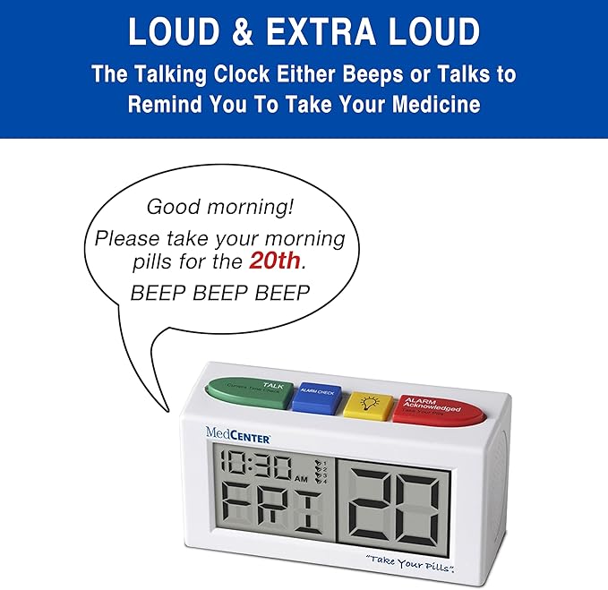 Digital Talking Medication Alarm Clock for Seniors