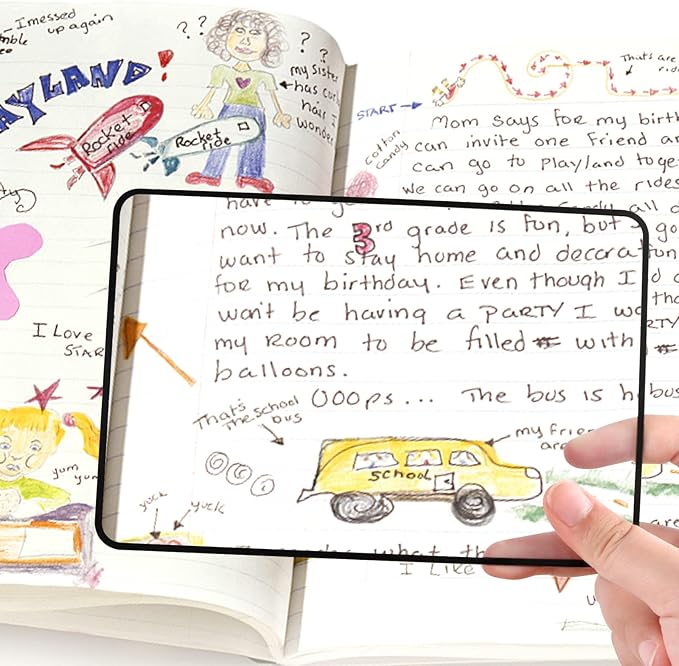 4Pcs Page Magnifying Sheet 3X Lightweight Optical Plastic Fresnel Lens Bookmark Flat Magnifier for the Elderly and People with Low Vision Reading Small Prints, Maps and Books