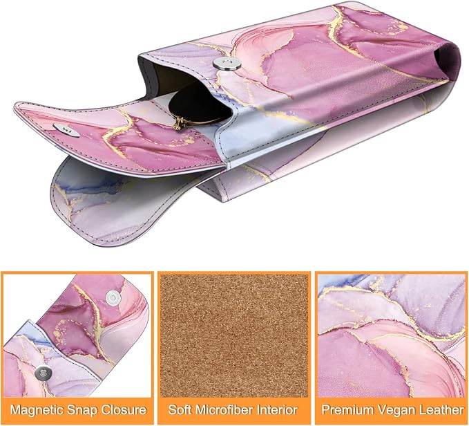 FINTIE Double Glasses Case with Carabiner Hook, Portable Vegan Leather Eyeglass Case Anti-scratch Sunglasses Pouch