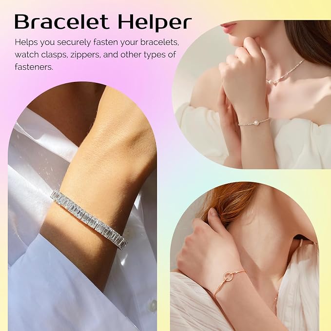 Back Zipper Helper and Bracelet Helper Tool Set for Dresses and Seniors | Zipper pull assist tool and dress zipper helper reach back zippers and fasten bracelets for women, seniors, and travelers