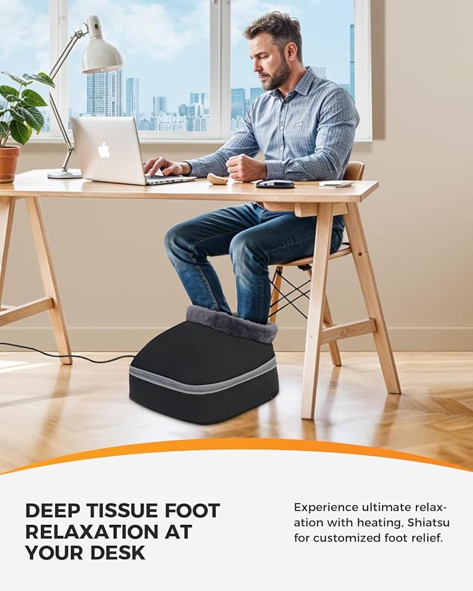 CooCoCo FSA Eligible Heated Foot Massager, HSA Approved Foot Warmer, Shiatsu Foot Heater for Plantar Fasciitis & Neuropathy, Feet Massage Machine for Pain Relief, Gifts for Women Mom Dad Men