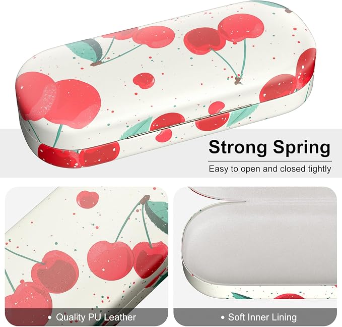 Hard Shell Leather Sunglasses Case,Classic Fashionable Cute Large Glasses Case for Women Men,Sunglass Eyeglasses