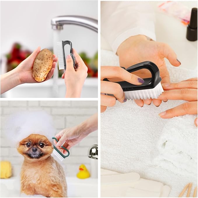 Larbois Handle Grip Nail Brush, Hand Fingernail Brush Cleaner Scrubbing Kit Pedicure for Toes and Nails Men Women