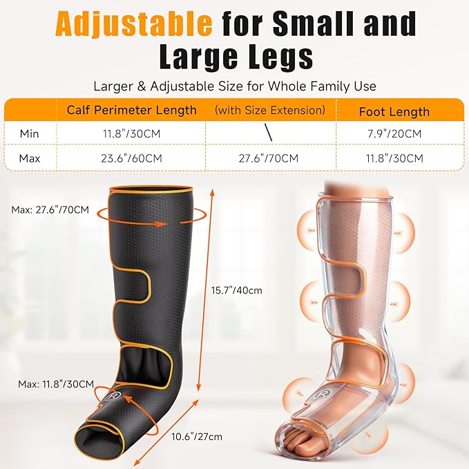 Leg Massager with Heat and Compression, Foot and Calf Massager for Circulation and Pain Relief, Compression Boots with Handheld Controller, 6 Modes 3 Intensities, Gift for Mom Dad