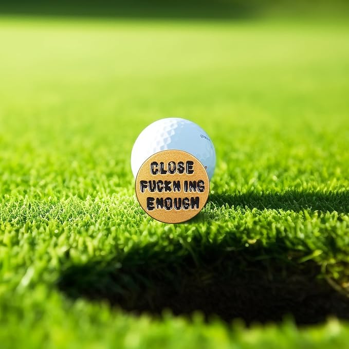 Funny Golf Ball Marker, for Men Adult Humor Novelty Golf Ball Markers with Funny Words, Unique Golf Gag Gifts for Men or Womsen Golfer, 4pcs Brown