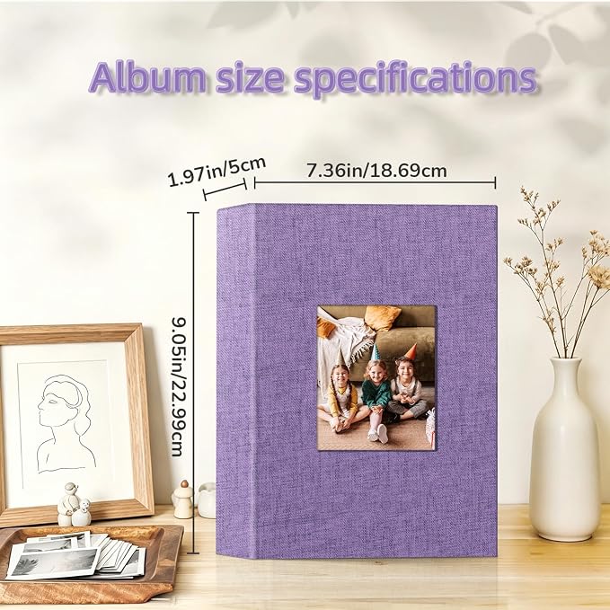 popotop Photo Album 4x6-200 Photos Photo Books with 200 Horizontal Pockets,Linen Cover Albums for Family Wedding Anniversary Baby Vacation Pictures