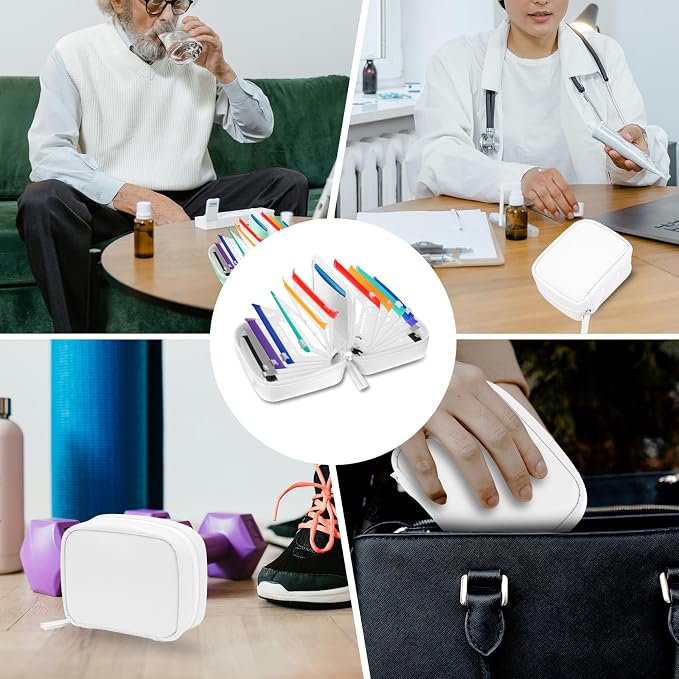 A8 Waterproof Pill Organizer Set, Twice-Daily Large Pill Organizer for Seven Days, Pill Storage with 14 Color-Coded Pouches, Reusable Travel Medicine Organizer