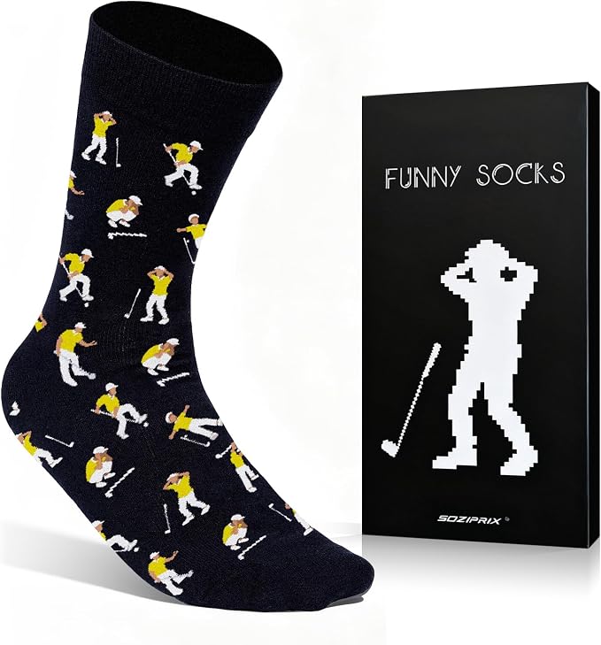 Funny Golf Socks Men 10-13 Size, Novelty Themed Gifts for Golfers | Gifts Ideas for Dad Husband, Gag Gifts for Men Who Have Everything, Birthday Christmas Golf Gifts for Him and Golf Lovers