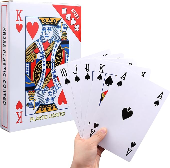 GSE Jumbo Playing Cards, Large Oversized Playing Cards, Huge Poker | Large Print Cards Deck, Easy Read For Adults & Seniors, Magic Party, Casino Party Decorations