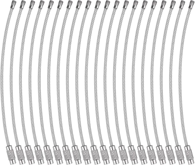 Wisdompro Wire Keychain Cable, 4.3/6.3 Inch Stainless Steel Wire Keyrings | Heavy Duty Wire Key Rings Metal Wire Cable Key Chain Loop for Luggage Tags, Keys, Crafts and ID Tags