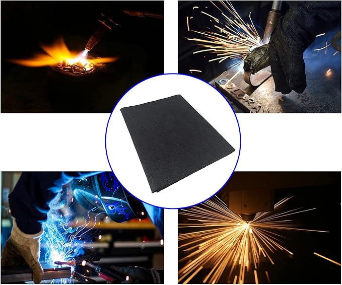 Buraku Welding Blanket Fireproof | Heat Resistant Up to 1800°F | Flame Retardant Fabric Material Carbon Felt for Welders | Plumbers Cuttable (12"X26",1PACK)