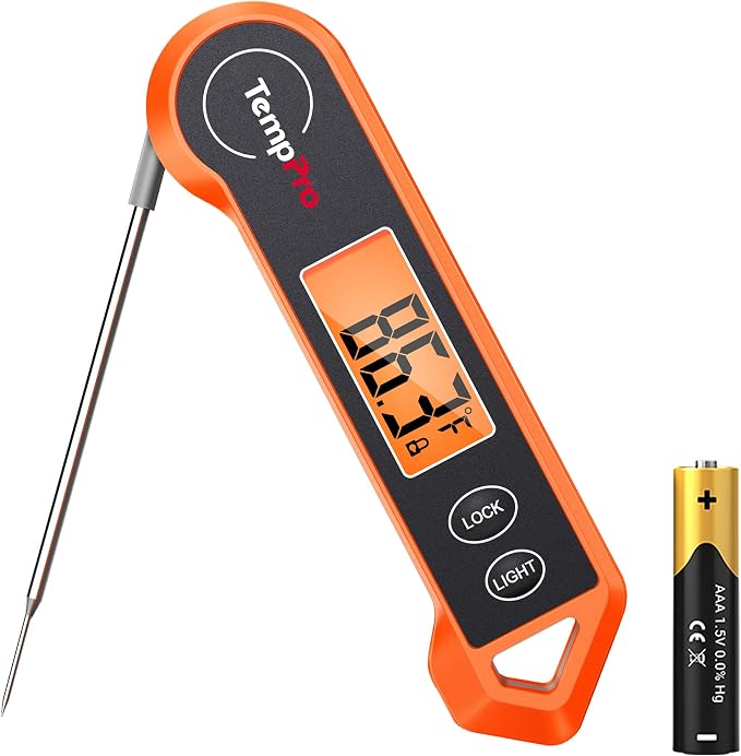 TempPro TP19H 1 Sec Digital Meat Thermometer for Cooking | Instant Read Food Thermometer with Motion Wake for BBQ Grill Oil Fry Candy, Gifts for Men Dad Husband (Previously ThermoPro)
