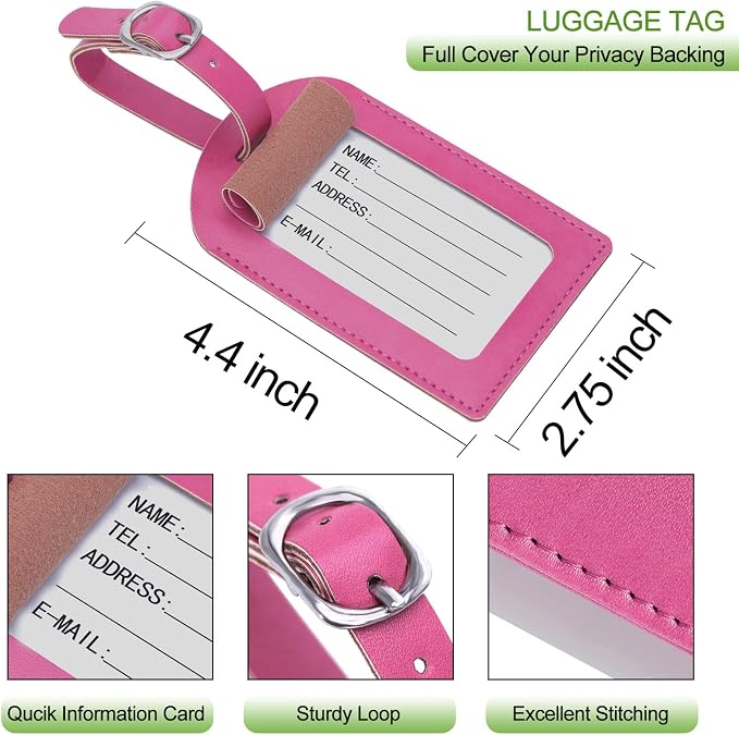 Passport Holder With Luggage Tag Cover Wallet RFID Blocking Leather Case Travel Essentials Accessories Travel Must Have(114#Pink)