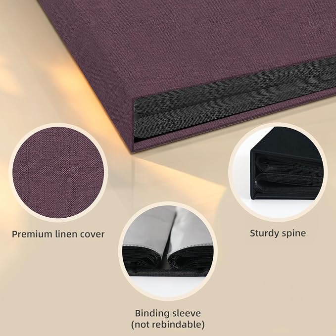 Popotop Photo Album 4x6 100 Pockets for Wedding Gifts,Linen Hardcover Picture Albums for Family Anniversary Baby Vacation Pictures